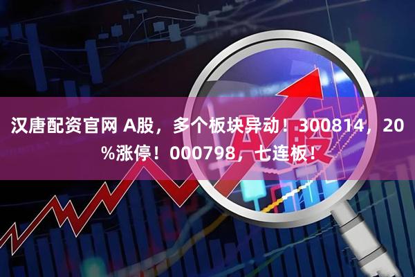 汉唐配资官网 A股，多个板块异动！300814，20%涨停！000798，七连板！